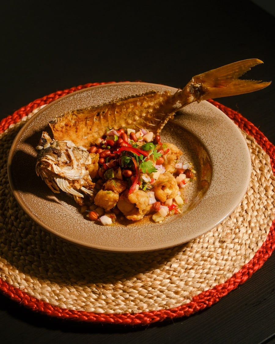 Fried Yellow Fish, Thai Herb & Chilli Dressing