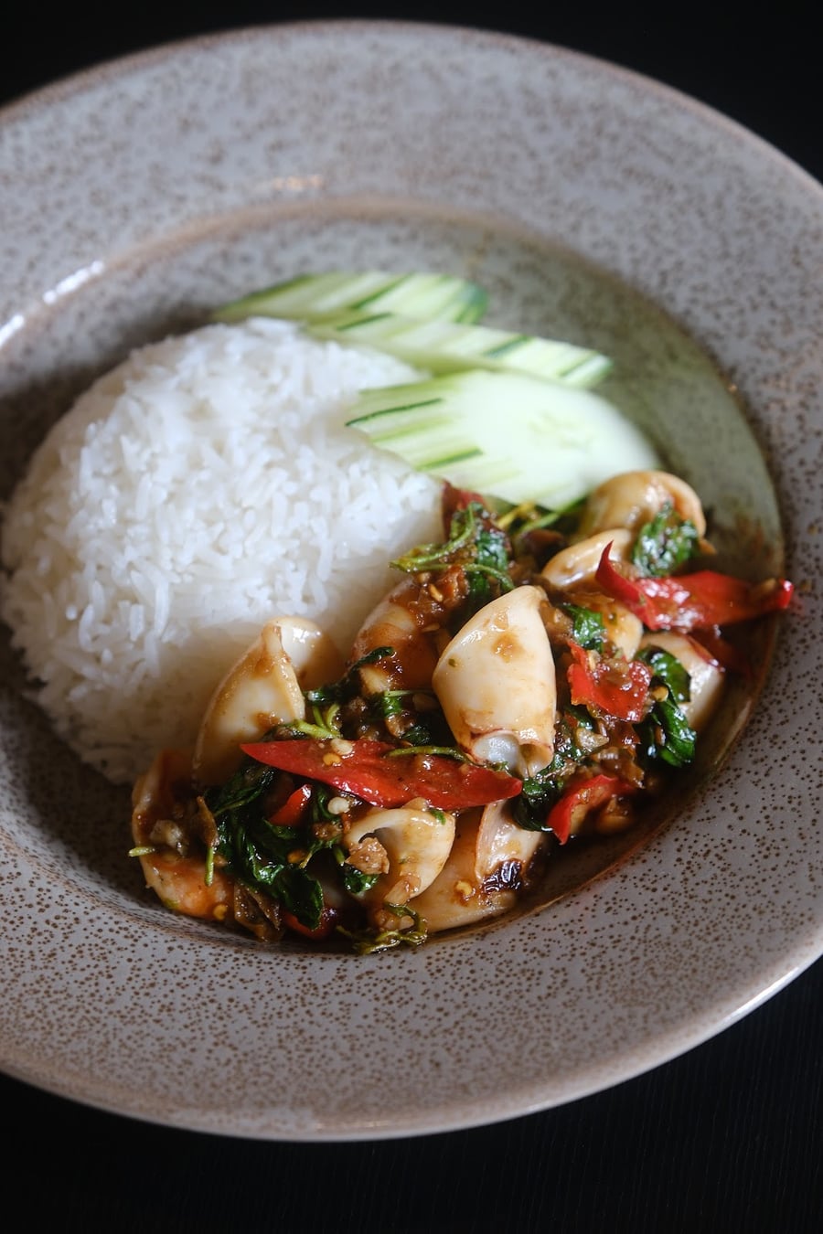Holy Basil Seafood over Rice
