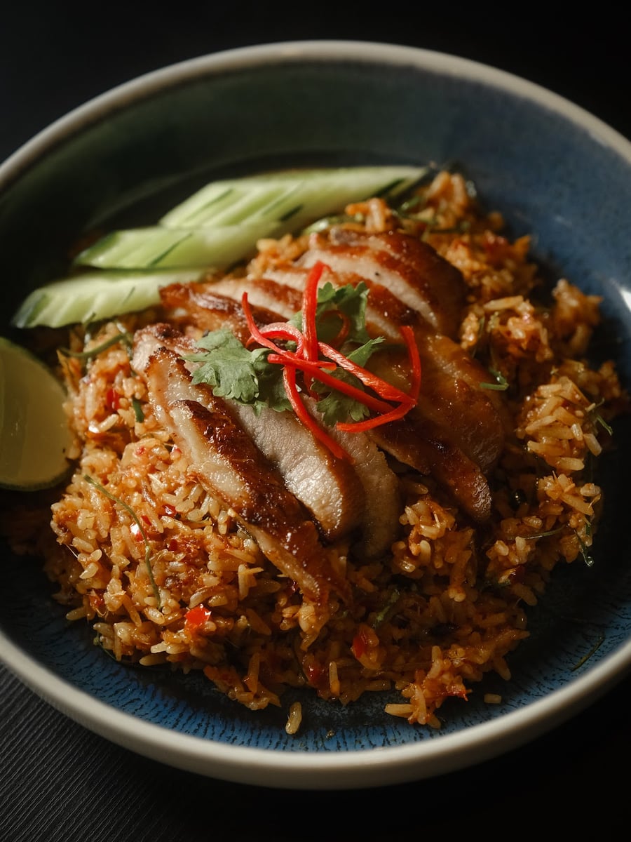Tom Yum Fried Rice, Grilled Pork Neck