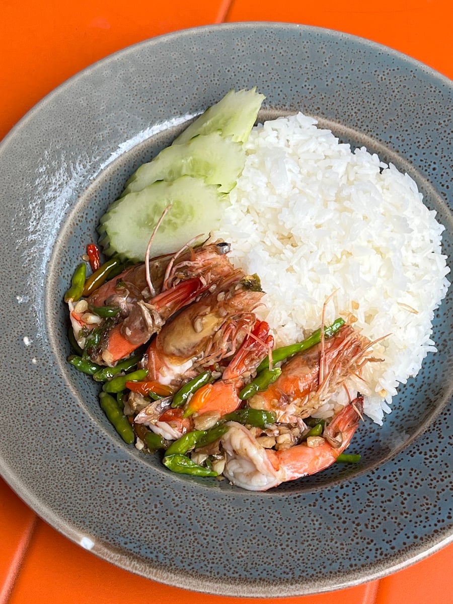Chilli Prawns over Rice