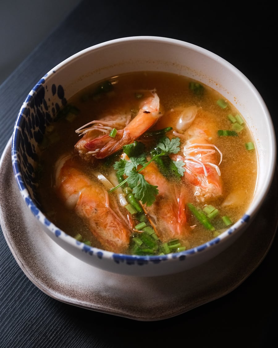 Clear Tom Yum with Prawns